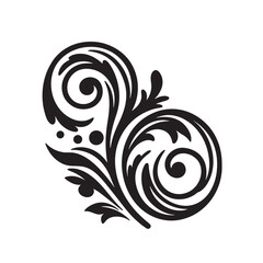 Elegant swirl vector design black floral ornament for decorative elements and graphic designs