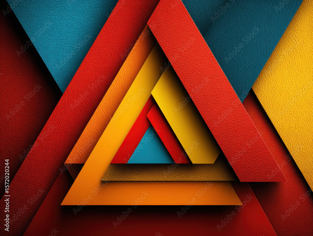 Poster abstract colorful triangles layered design