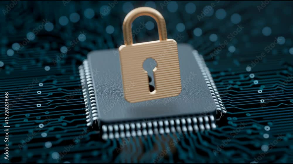 Poster a computer chip with a key on it
