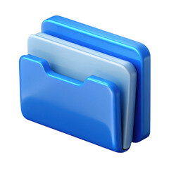 3d realistic blue folder icon isolated on transparent background