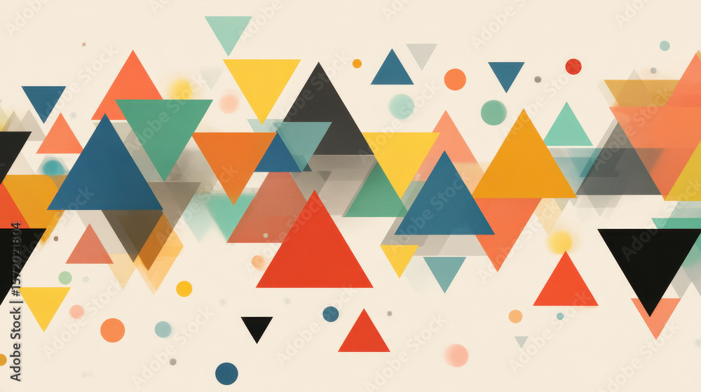 Poster abstract geometric background with colorful triangles and circles