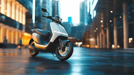 Modern Electric Scooter Parked in a Contemporary Urban Environment
