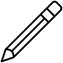 Black and white illustration of a pencil icon for writing, sketching, or drawing