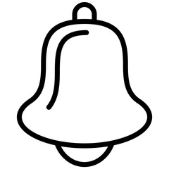 Isolated vector icon showcases a minimalist school bell in black outline, easily scalable and customizable.