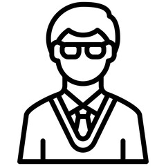 Simple line art of a businessman with glasses and a tie, perfect for presentations.