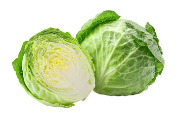 Obraz premium 3D Render a cabbage cut in half and a head of cabbage