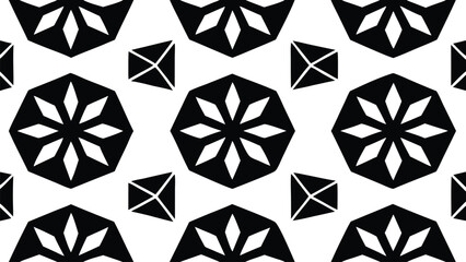 Photo of a seamless geometric pattern with floral and diamond shapes creates a decorative and abstract background