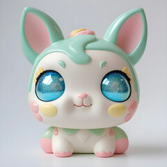 A kawaii-style collectible vinyl toy figure with big expressive eyes.