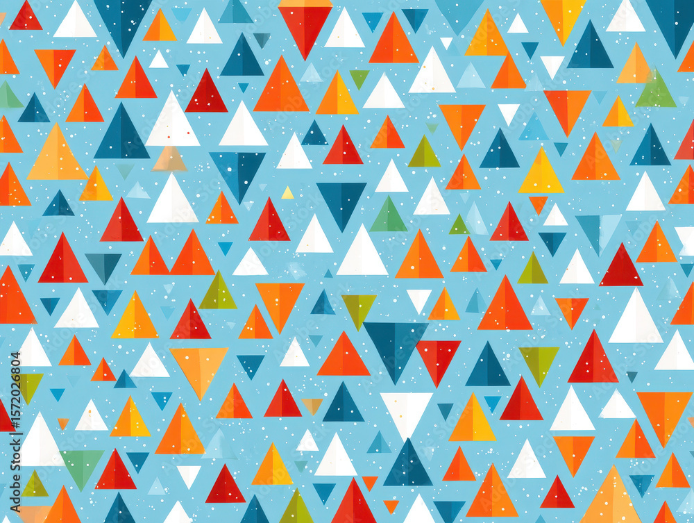 Poster abstract colorful triangle pattern on light blue background