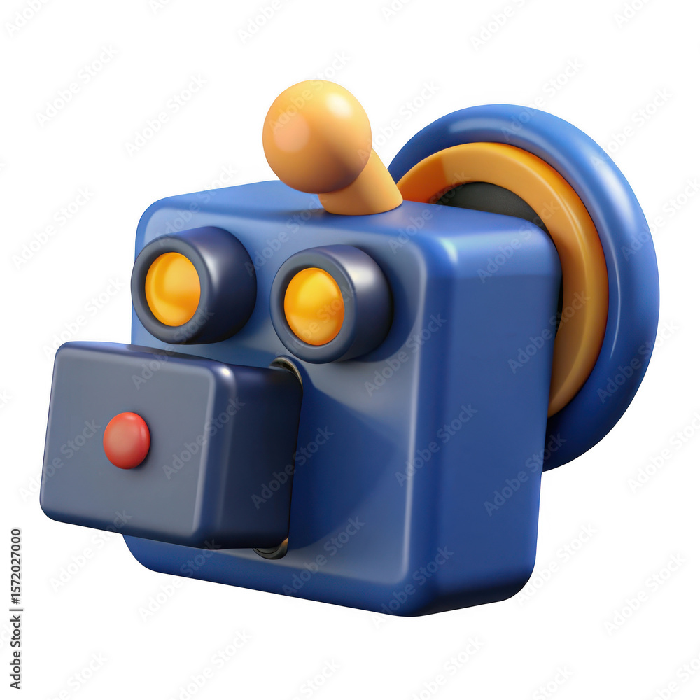 Poster 3d render of cute cartoon robot isolated on transparent background