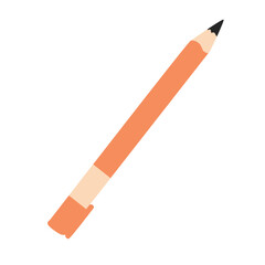 A slanted orange pencil with a pointed black tip. Flat vector icon for drawing, writing tools, education concepts, or stationery-themed designs.