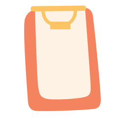 Simple orange and beige lunch bag in flat illustration style. Ideal for school supplies, food containers, or back-to-school themed designs.