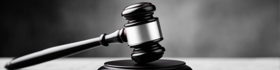 Obraz premium Professional Judicial Gavel Close-Up in Classic Courtroom Authentic Legal System Symbol for Corporate Education and Modern Law Marketing Content