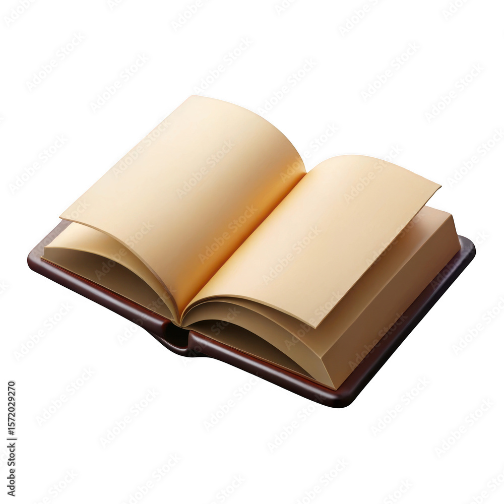 Poster 3d realistic open book render isolated on transparent background
