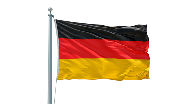 Germany national symbol waving on flagpole german patriotism country pride governmental banner state emblem 100