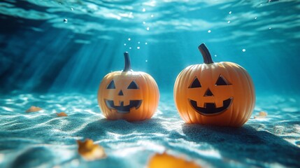 halloween pumpkin on the water