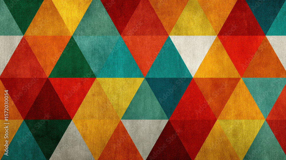 Poster vibrant geometric triangle pattern on canvas texture