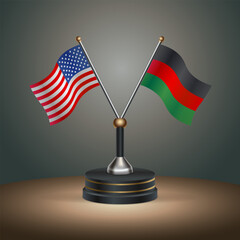 United States (USA) relations and African American table flag with gradient color background