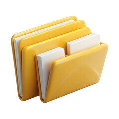 3d render of yellow file folder icon isolated on transparent background