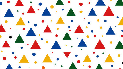 Fun Triangle and Dot Pattern on White Background