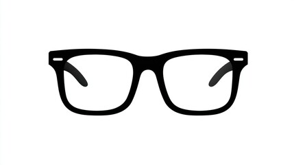 Fototapeta premium Isolated glasses in black, featuring a thick frame and curved ear pieces on white backdrop