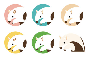 可愛いアリクイのアイコンセット/Cute Anteater Icon Set