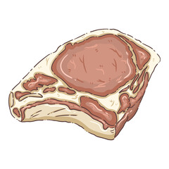 Premium Raw Beef Steak Illustration, A vibrant and appealing illustration of a raw cut of beef, likely a steak or roast
