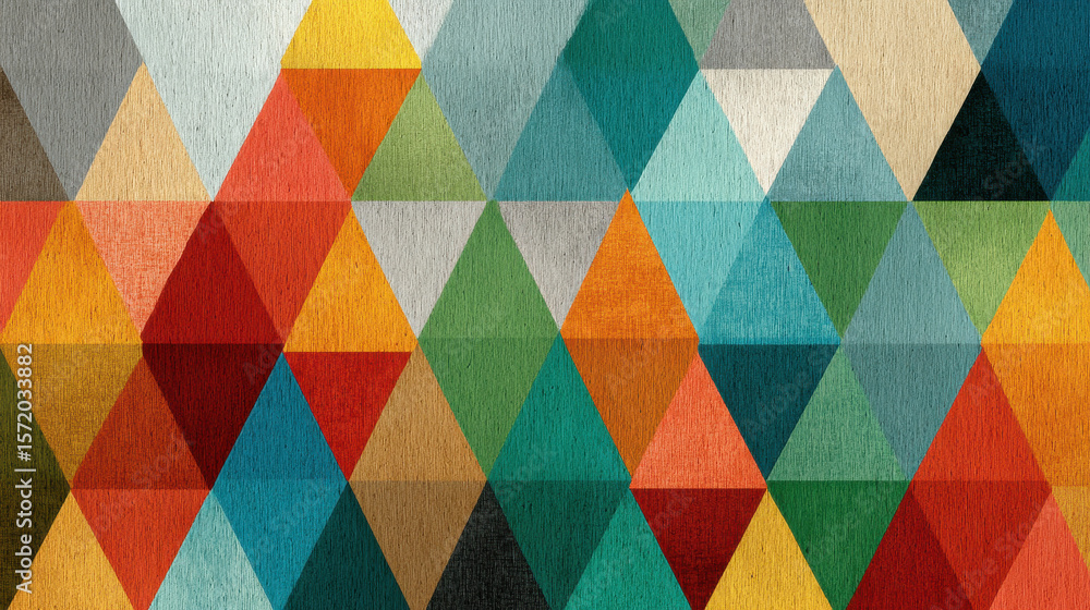 Poster textured triangle geometric pattern: colorful abstract design background