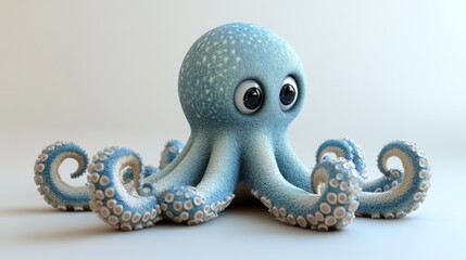 Obraz premium Cartoon octopus, whimsical, 3D model, studio setting, for children's books, educational materials