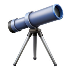 3d realistic blue telescope on tripod isolated on transparent background