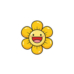 Smiling Sunflower Cartoon: Cheerful Vector Illustration
