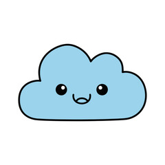 Kawaii Cloud Character with Happy Expression