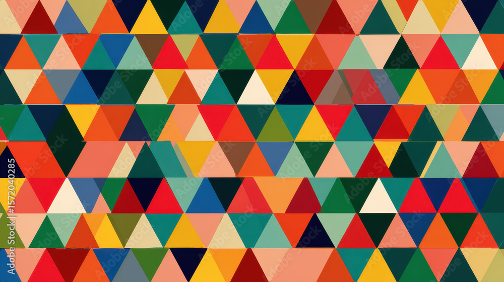 Poster vibrant abstract triangle pattern - retro geometric background