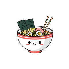 Kawaii Ramen Bowl: Cute Japanese Noodle Soup Illustration