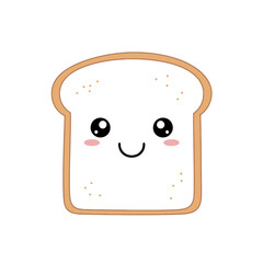 Kawaii Bread Slice Cartoon: Cute Food Illustration