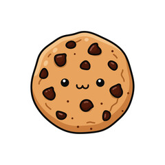 Cute Chocolate Chip Cookie Character Illustration