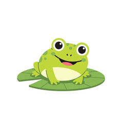 Happy Cartoon Frog on a Lily Pad Illustration