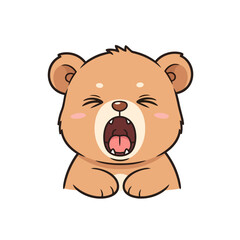 Cute Yawning Bear Cub Cartoon Illustration