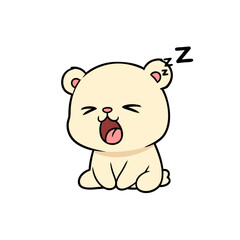 Sleepy Bear Cub Cartoon Illustration