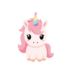 Cute Pink Unicorn Illustration for Kids