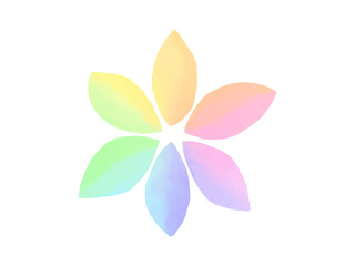 レインボーカラーの花のイラスト・透け感あり