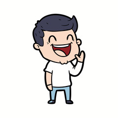 Cartoon Man Laughing with Joyful Expression