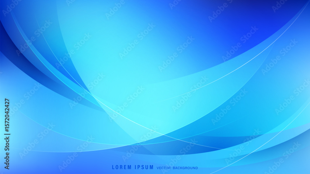 Wall mural modern abstract blue background with dynamic flowing waves, layered smooth gradients, soft curves, a