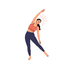 Woman Stretching Exercise, Fitness and Wellness Cartoon