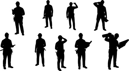 Construction Workers Silhouette vector cut files
