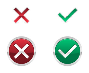 3D set Green check mark and red cross x vector design illustration stock illustration