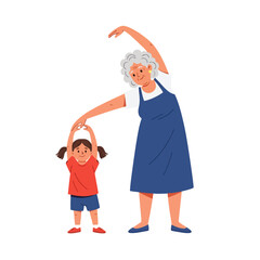 Active Senior: Grandmother and Granddaughter Stretching Together