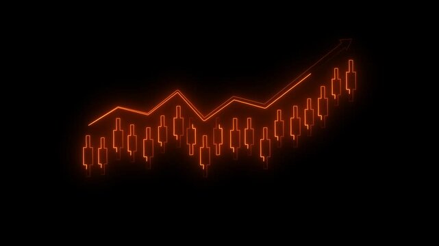 Candlestick Graph Icon Animation.Trading Chart For Smart Traders and online Investors.Investor Stock Market Charts with Uptrend,Crypto Charts animation.