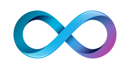 3D Blue Purple Infinity Sign Symbol Gradient color, isolated vector illustration