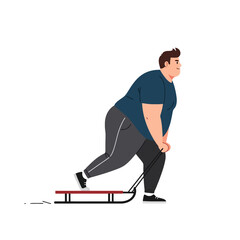 Obraz premium Sledding Fun: A Cartoon Man Enjoying Winter